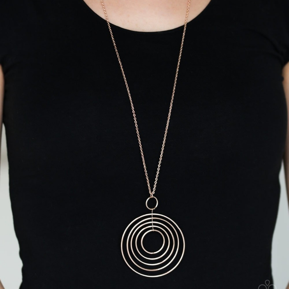 Paparazzi running circles in my mind rose gold necklace